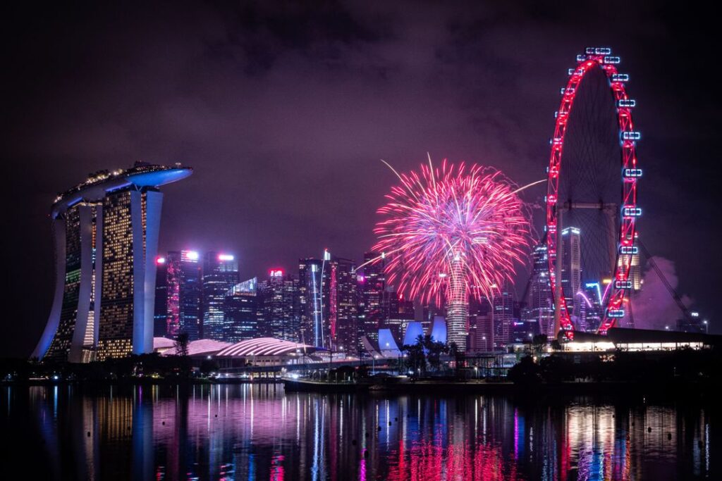 Fuochi d'artificio per Capodanno a Singapore