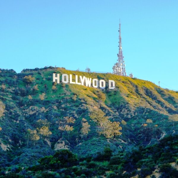 Scritta 'Hollywood' sulla collina di Los Angeles, California, USA